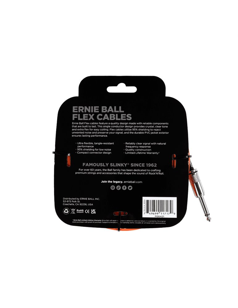 CABLE EB INSTRUMENTO FLEX JACK-JACK SS 6 m - Naranja