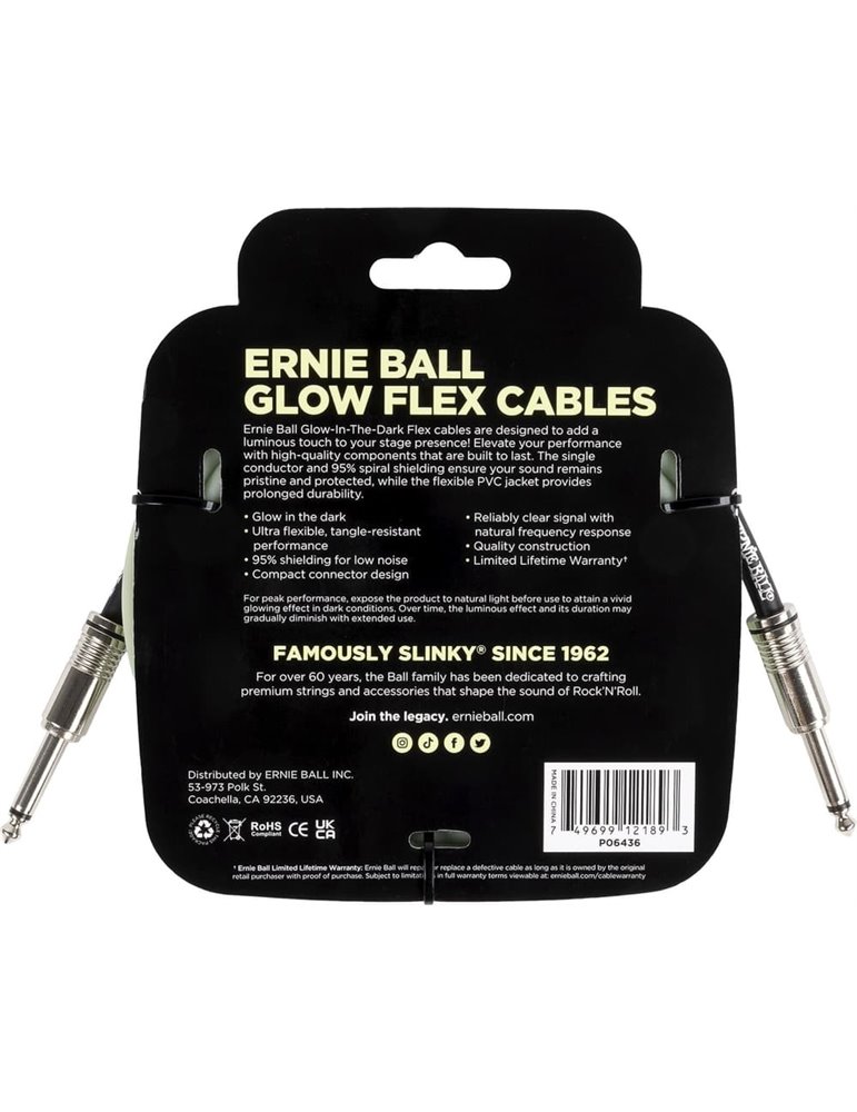 CABLE EB INSTRUMENTO FLEX JACK-JACK SS 3 m - Fosforescente