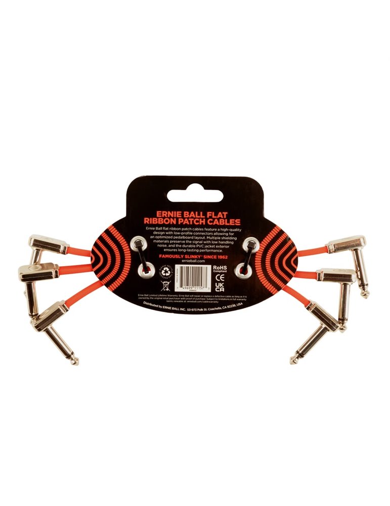 CABLE EB PATCH FLAT RIBBON 6" ROJO - PACK 3