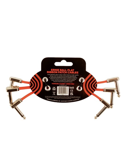 CABLE EB PATCH FLAT RIBBON 6" ROJO - PACK 3