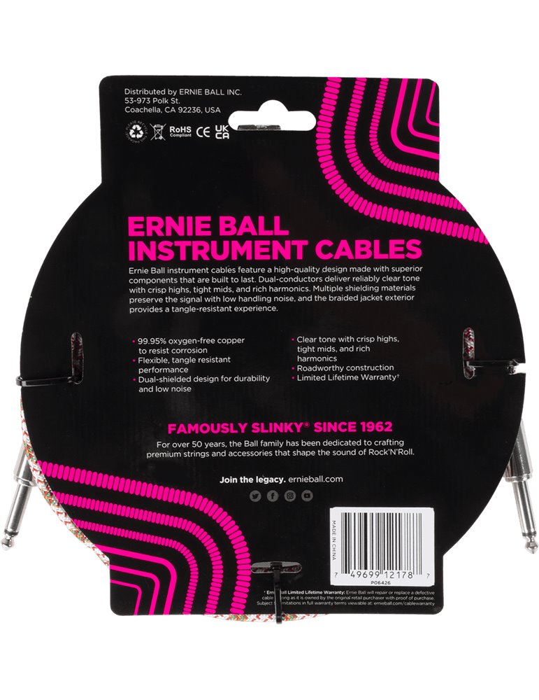 CABLE EB INSTRUMENTO TRENZADO JACK-JACK SS 3 m - Emerald Argyle