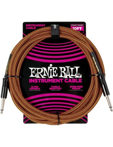 CABLE EB INSTRUMENTO TRENZADO JACK-JACK SS 3 m - Naranja / Negro
