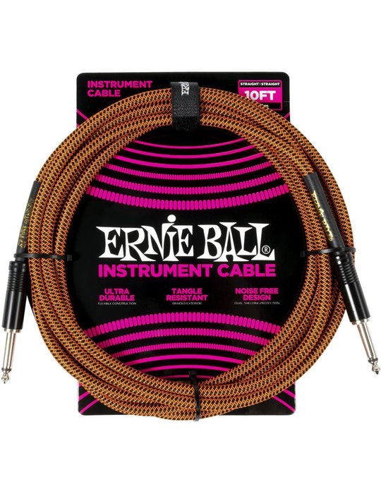 CABLE EB INSTRUMENTO TRENZADO JACK-JACK SS 3 m - Naranja / Negro