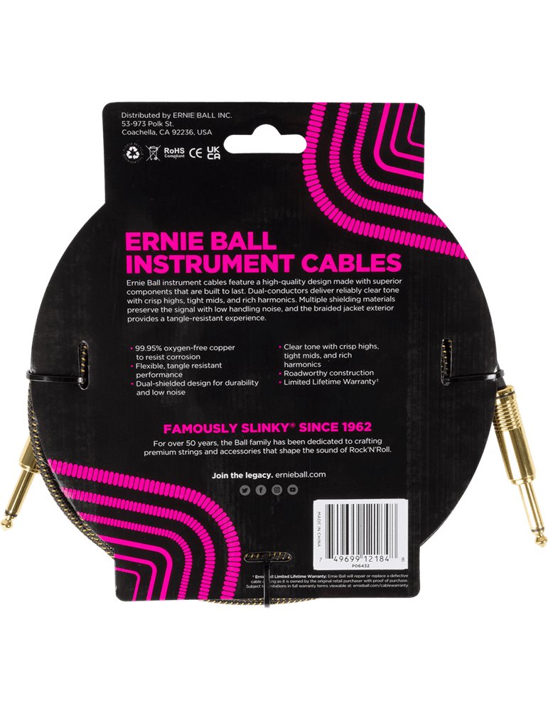 CABLE EB INSTRUMENTO TRENZADO JACK-JACK SS 5,5 m - Pay Dirt