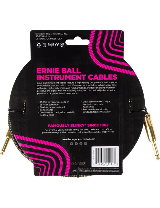 CABLE EB INSTRUMENTO TRENZADO JACK-JACK SS 5,5 m - Pay Dirt