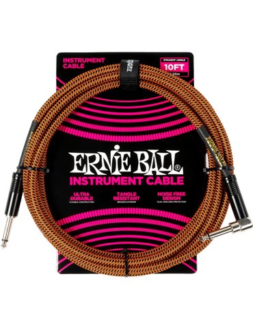 CABLE EB INSTRUMENTO TRENZADO JACK-JACK SA 3 m - Naranja / Negro