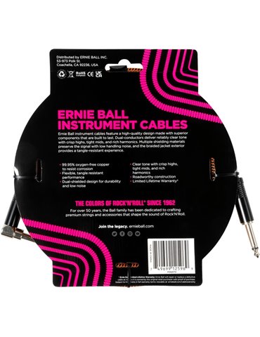 CABLE EB INSTRUMENTO TRENZADO JACK-JACK SA 3 m - Naranja / Negro 2