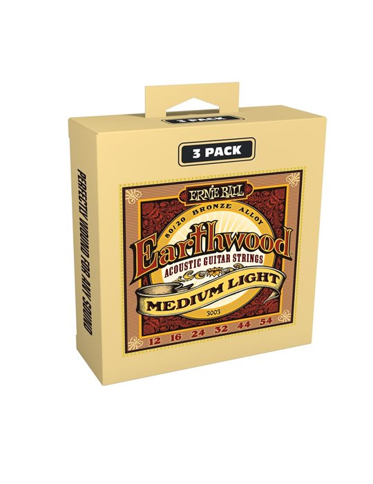 JUEGO ACÚSTICA EARTHWOOD 80/20 BRONZE MEDIUM LIGHT 12-54 TRIPACK (3)