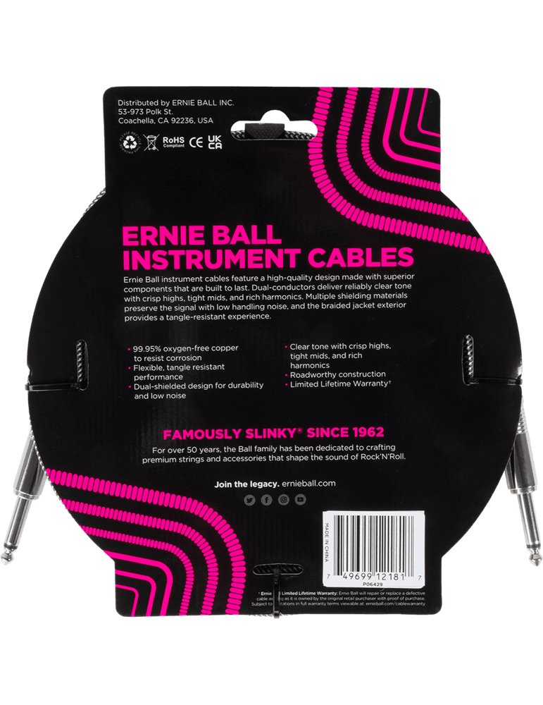 CABLE EB INSTRUMENTO TRENZADO JACK-JACK SS 3 m - Silver Fox