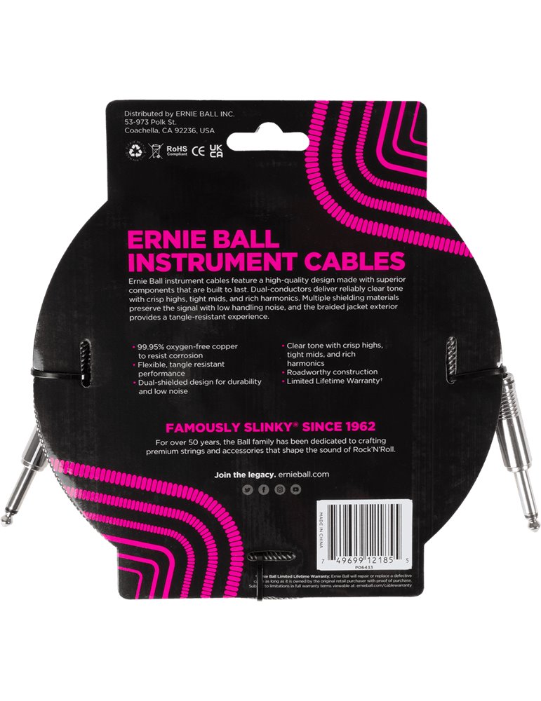 CABLE EB INSTRUMENTO TRENZADO JACK-JACK SS 5,5 m - Silver Fox