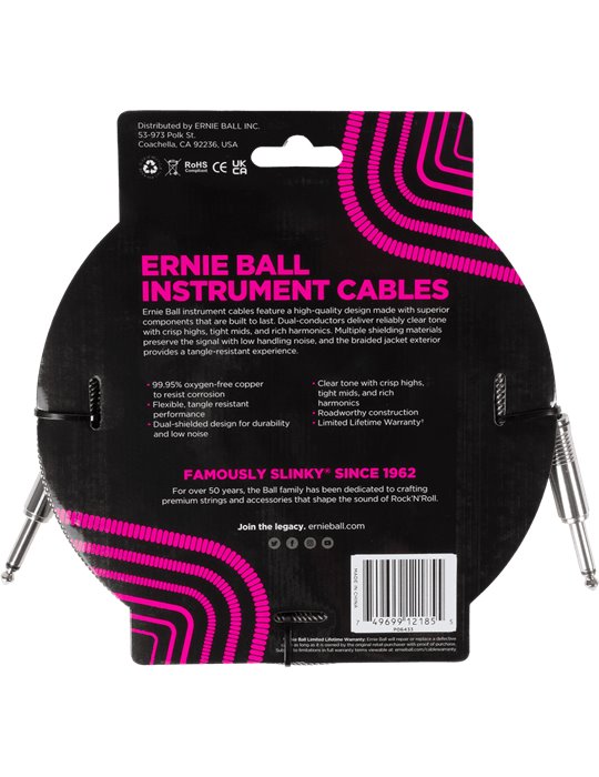 CABLE EB INSTRUMENTO TRENZADO JACK-JACK SS 5,5 m - Silver Fox