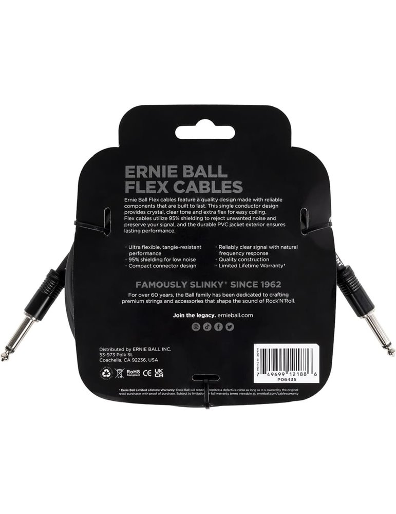 CABLE EB INSTRUMENTO FLEX JACK-JACK SS 6 m - Negro