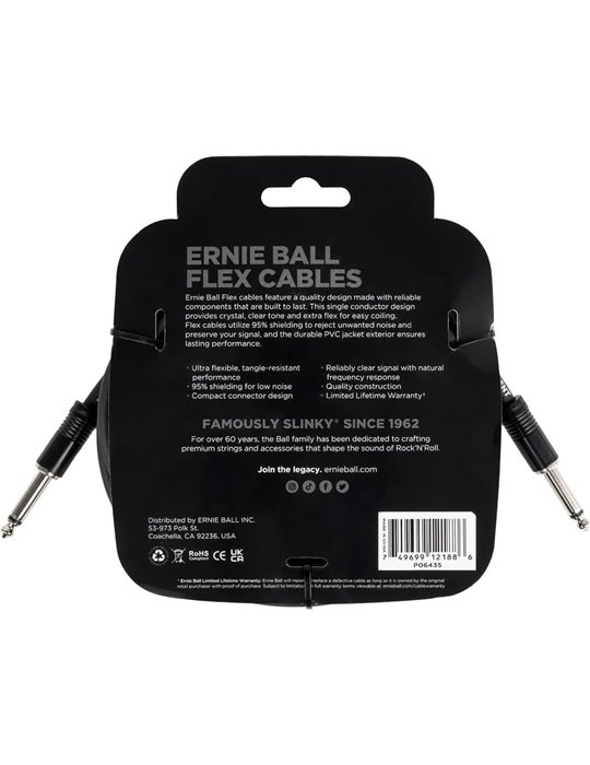 CABLE EB INSTRUMENTO FLEX JACK-JACK SS 6 m - Negro