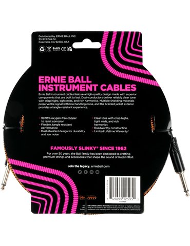 CABLE EB INSTRUMENTO TRENZADO JACK-JACK SS 5,5 m - Naranja / Negro 2
