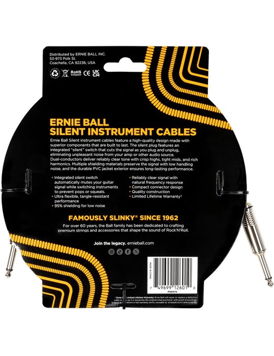 CABLE EB INSTRUMENTO SILENT JACK-JACK SS 6 m - NEGRO