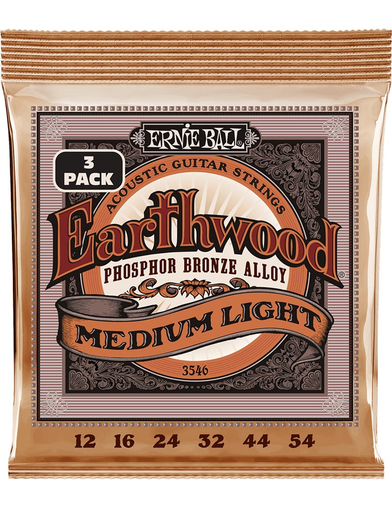 JUEGO ACÚSTICA EARTHWOOD 92/8 PHOSPHOR BZ. MEDIUM LIGHT 12-54 TRIPACK (3)