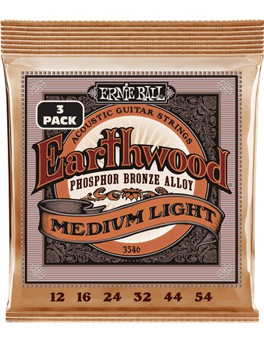 JUEGO ACÚSTICA EARTHWOOD 92/8 PHOSPHOR BZ. MEDIUM LIGHT 12-54 TRIPACK (3) 2