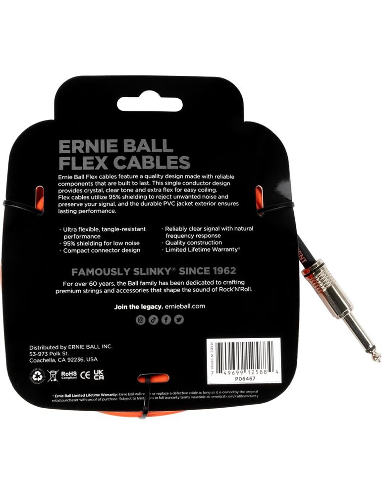 CABLE EB INSTRUMENTO FLEX JACK-JACK SS 6 m - NARANJA