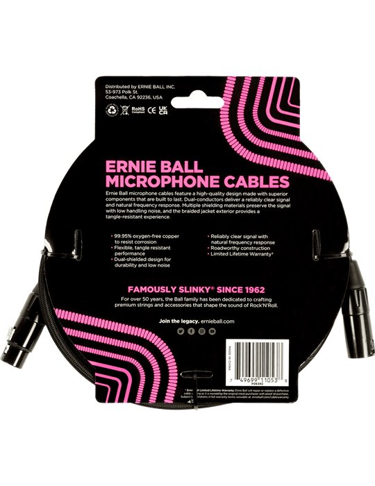 CABLE EB MICRÓFONO TRENZADO XLR-XLR 6 m - Negro