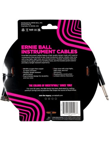 CABLE EB INSTRUMENTO TRENZADO JACK-JACK SA 5,5 m - Naranja / Negro 2