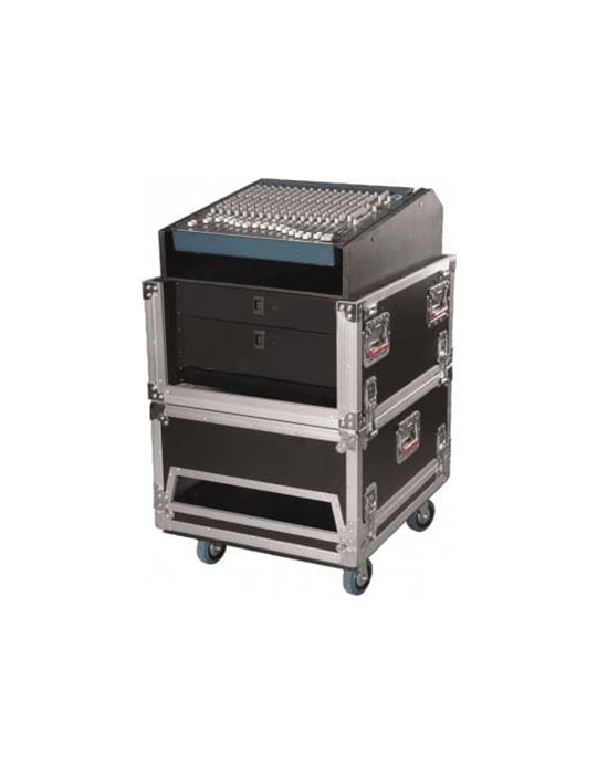 FLIGHTCASE DE 14 UNI. CON RACK DE 06 UNI INTEGRADO