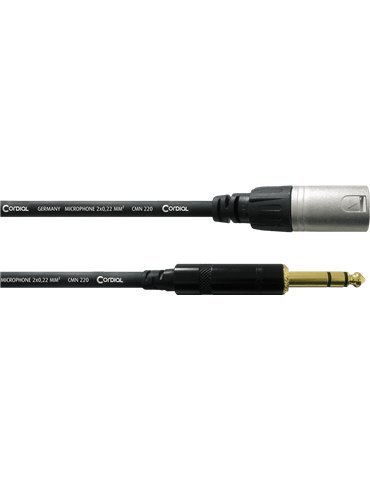 Cable de audio XLR macho/jack estéreo macho de 1,5 m