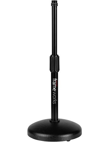 Soporte de micro de sobremesa base redonda con altura regulable