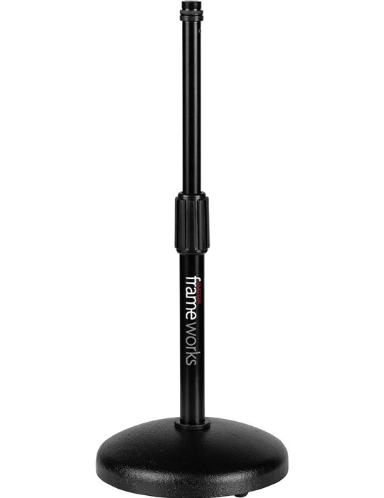 Soporte de micro de sobremesa base redonda con altura regulable