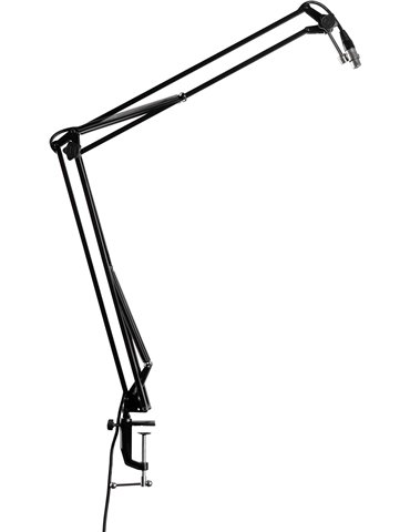 Soporte de micro con clamp o montaje sobremesa para streaming/podcasts