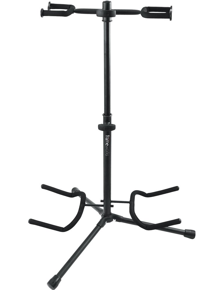 Soporte doble para guitarra con protección de goma