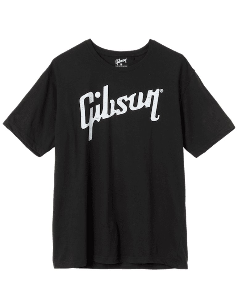 T-Shirts - Distressed Gibson Logo T (Black), Large