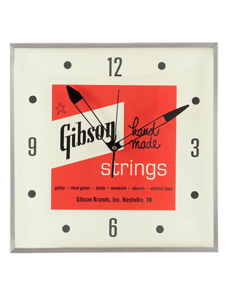Gibson Vintage Lighted Wall Clock, Handmade Strings Sign