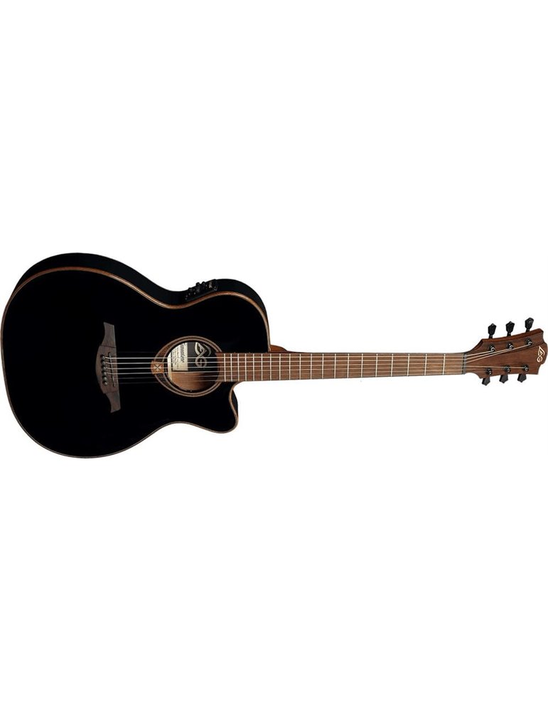 GUITARRA ACÚSTICA LÂG AUDITORIUM SLIM CUTAWAY TRAMONTANE 118 A/E - NEGRA