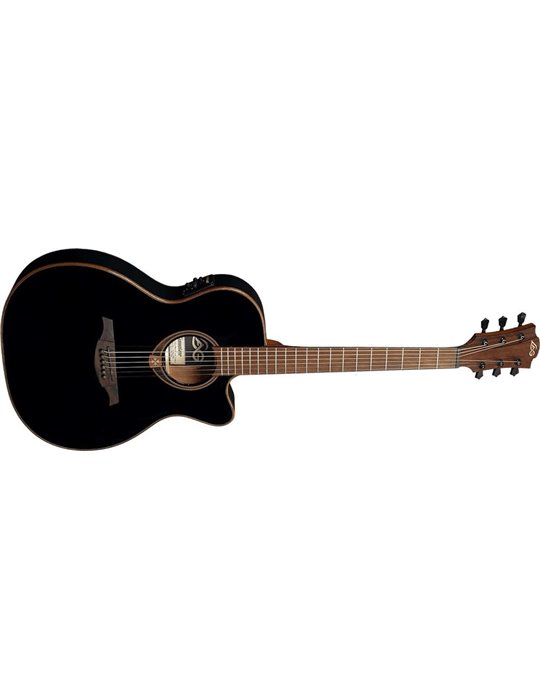 GUITARRA ACÚSTICA LÂG AUDITORIUM SLIM CUTAWAY TRAMONTANE 118 A/E - NEGRA
