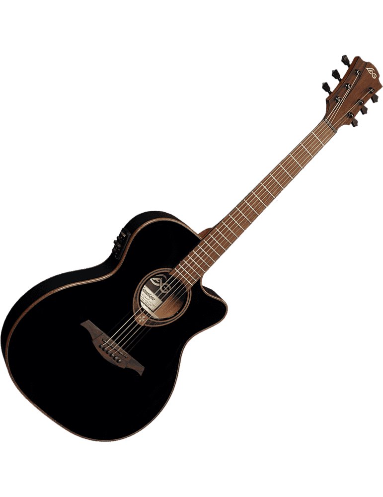 GUITARRA ACÚSTICA LÂG AUDITORIUM SLIM CUTAWAY TRAMONTANE 118 A/E - NEGRA