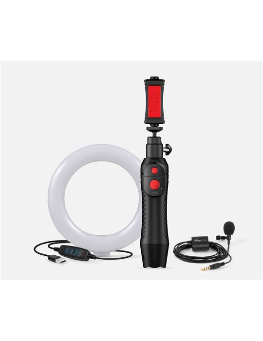 Bundle con: iRig Mic Lav, iKlip Grip Pro y aro de luz led
