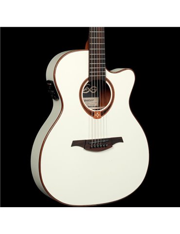 GUITARRA ACÚSTICA LÂG AUDITORIUM SLIM CUTAWAY TRAMONTANE 118 A/E - IVORY WHITE