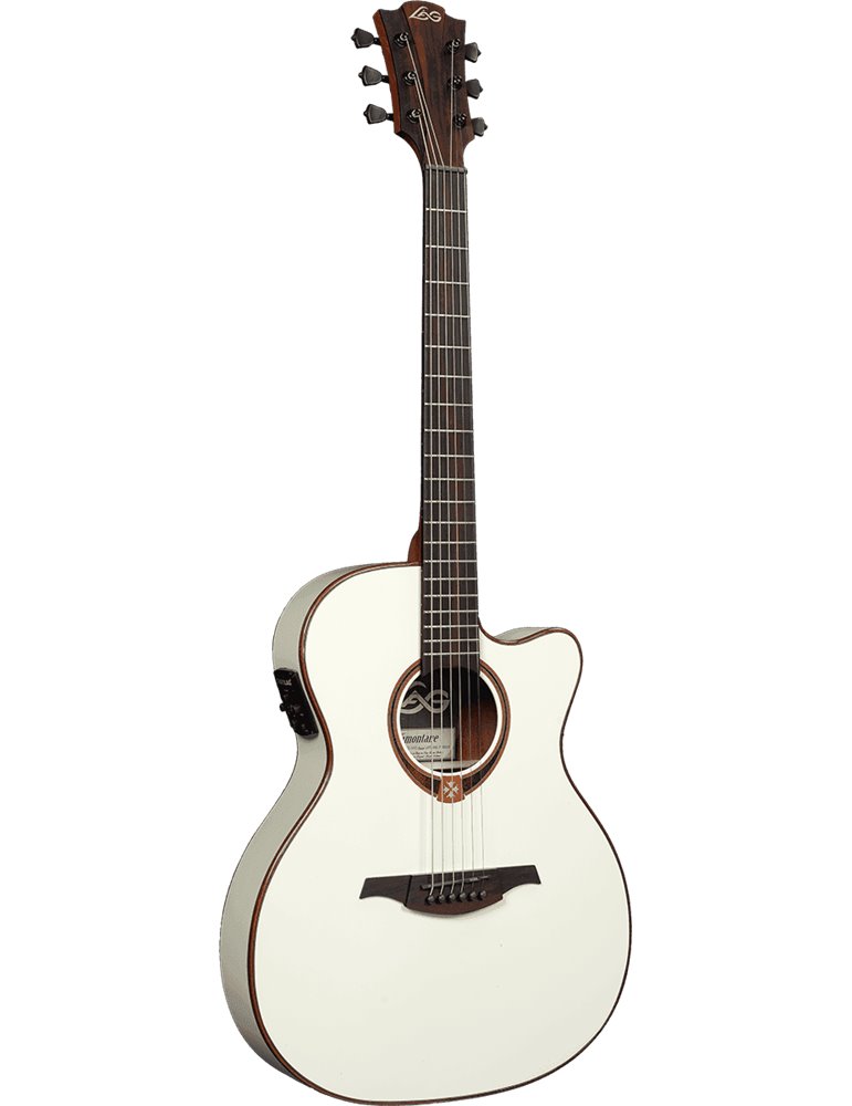 GUITARRA ACÚSTICA LÂG AUDITORIUM SLIM CUTAWAY TRAMONTANE 118 A/E - IVORY WHITE