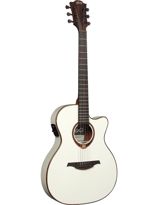 GUITARRA ACÚSTICA LÂG AUDITORIUM SLIM CUTAWAY TRAMONTANE 118 A/E - IVORY WHITE