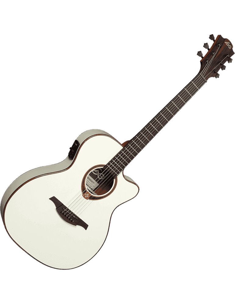 GUITARRA ACÚSTICA LÂG AUDITORIUM SLIM CUTAWAY TRAMONTANE 118 A/E - IVORY WHITE