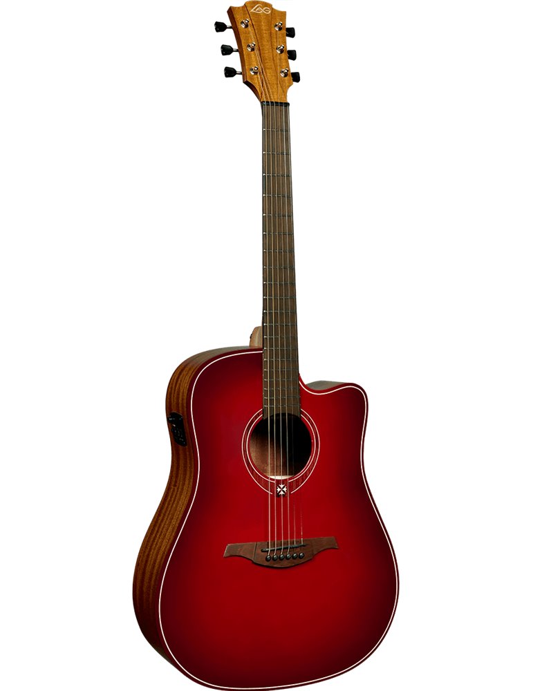 GUITARRA ACÚSTICA LAG DREADNOUGHT A/E CUTAWAY - EDICIÓN LIMITADA RED BURST
