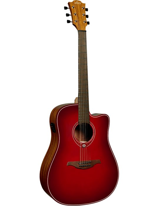 GUITARRA ACÚSTICA LAG DREADNOUGHT A/E CUTAWAY - EDICIÓN LIMITADA RED BURST