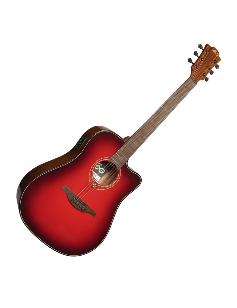 GUITARRA ACÚSTICA LAG DREADNOUGHT A/E CUTAWAY - EDICIÓN LIMITADA RED BURST