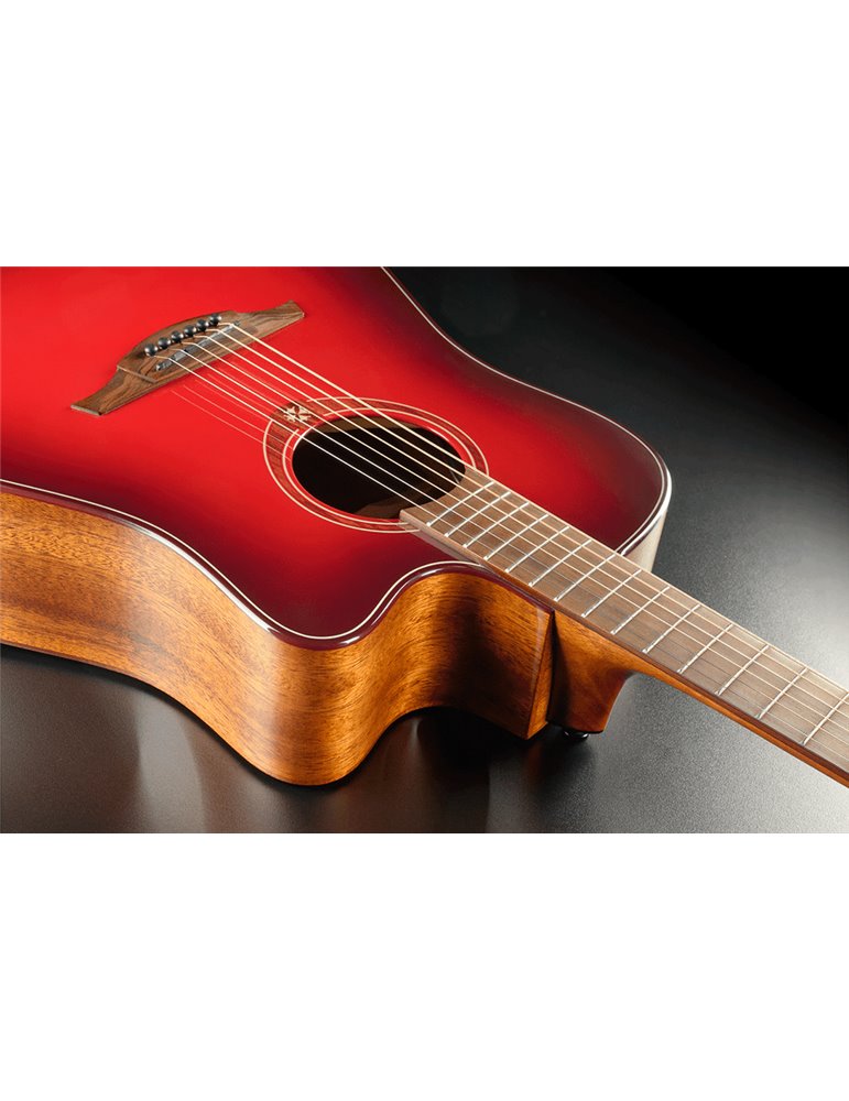 GUITARRA ACÚSTICA LAG DREADNOUGHT A/E CUTAWAY - EDICIÓN LIMITADA RED BURST