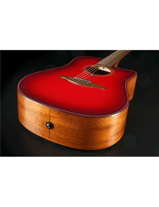 GUITARRA ACÚSTICA LAG DREADNOUGHT A/E CUTAWAY - EDICIÓN LIMITADA RED BURST