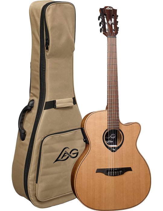 GUITARRA CLÁSICA NYLON LAG AUDITORIUM HYVIBE H2 10 A/E CUTAWAY