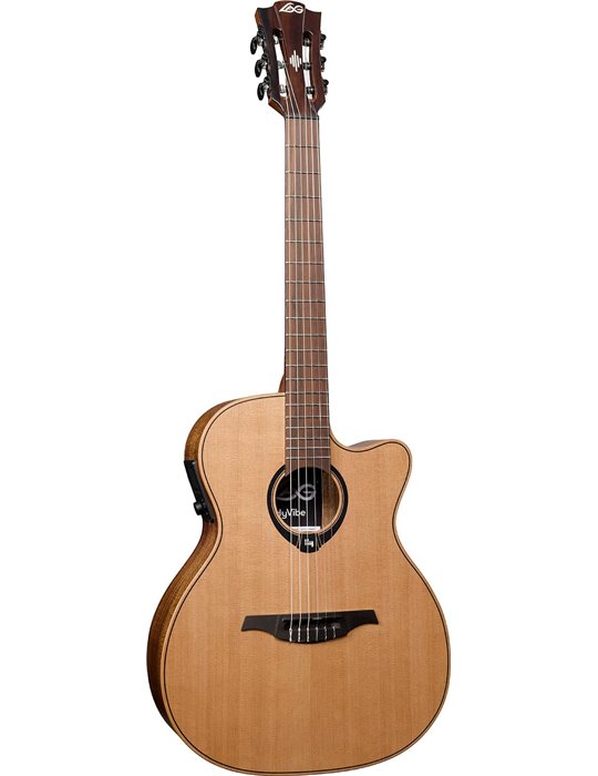 GUITARRA CLÁSICA NYLON LAG AUDITORIUM HYVIBE H2 10 A/E CUTAWAY