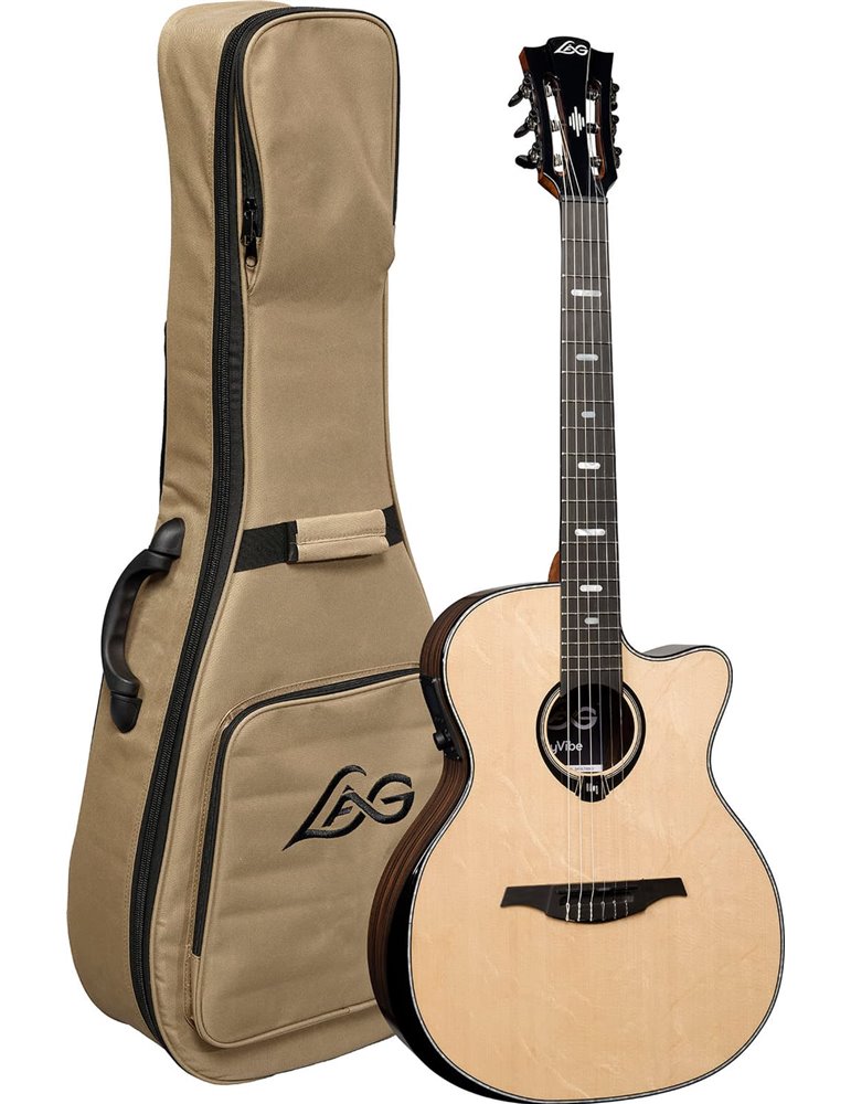 GUITARRA CLÁSICA NYLON LAG AUDITORIUM HYVIBE H2 50 A/E CUTAWAY