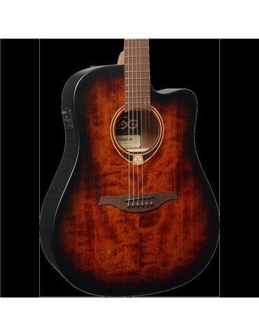 GUITARRA CÚSTICA LÂG DREADNOUGHT CUTWAY TRAMONATNE 70 A/E - BLACK & BROWN 2