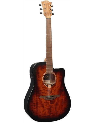 GUITARRA CÚSTICA LÂG DREADNOUGHT CUTWAY TRAMONATNE 70 A/E - BLACK & BROWN